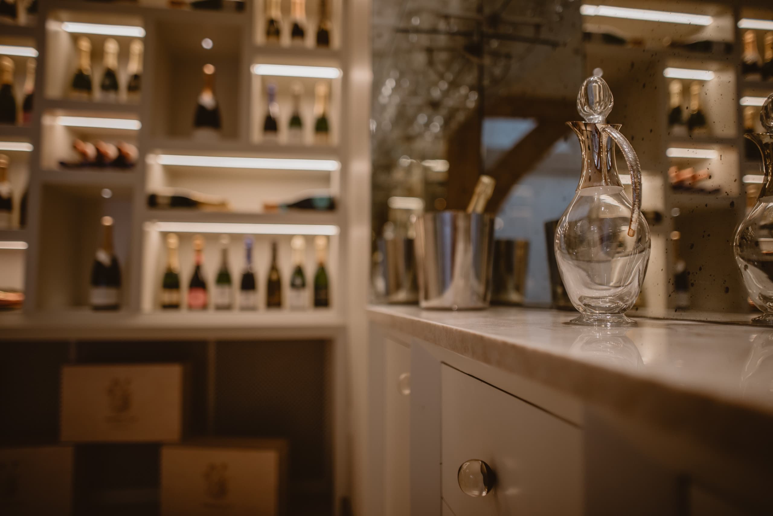Kitchen with glass decanter
