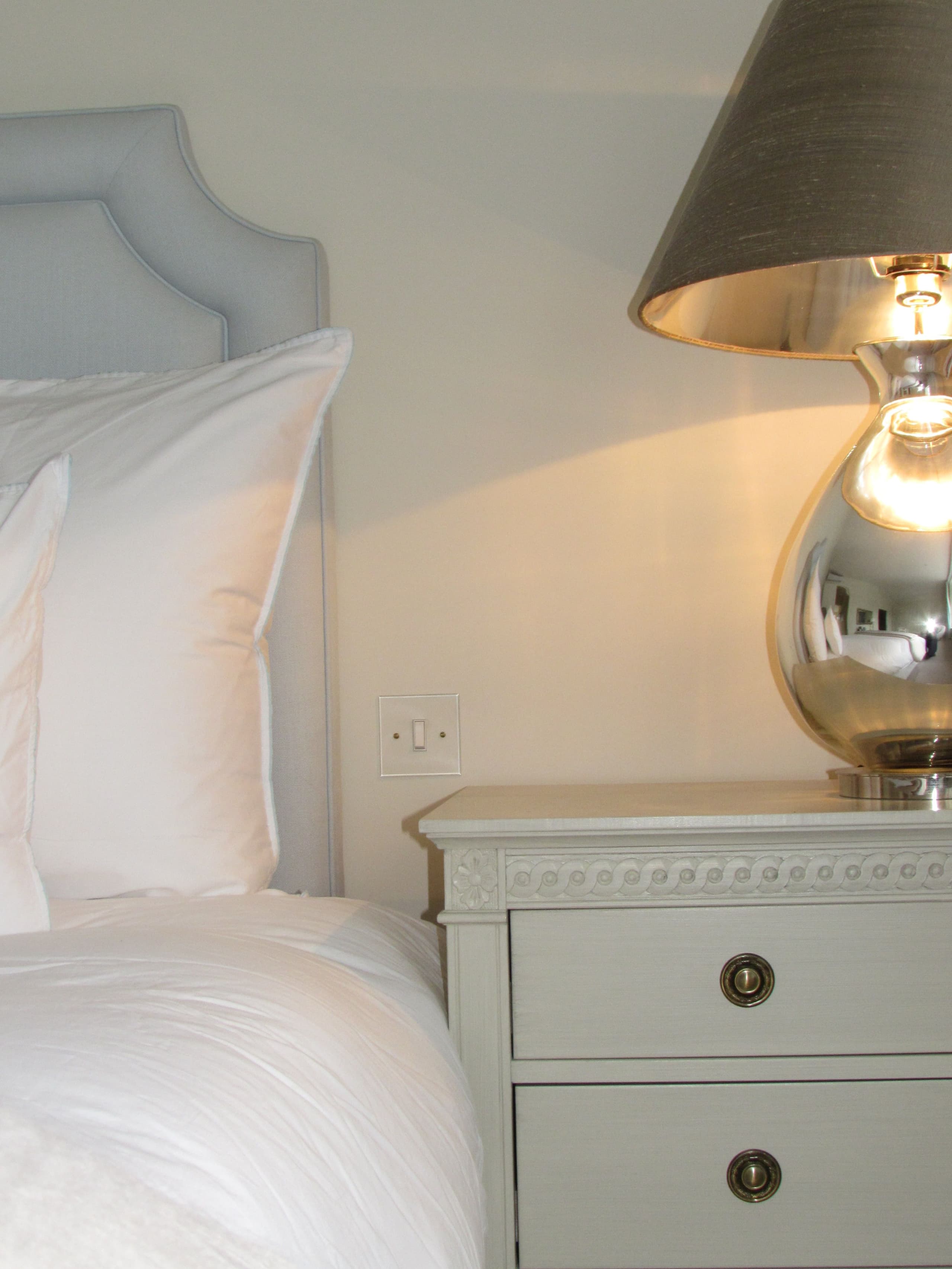bedside table with lamp